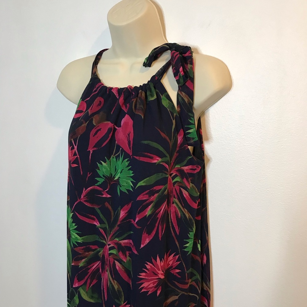 Just Taylor Floral Maxi Dress Tropical Lined Chiffon Halter 12 Large - Picture 2 of 12
